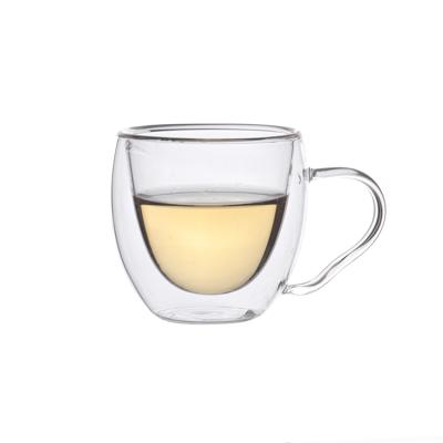 China 50ml 100ml Viable Wholesale Heat Resistant Double Wall Coffee Bubble Tea Reusable Glass Mug for sale