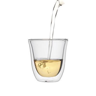 China Cheap Sale High Borosilicate Glass Double Wall Viable Hot Coffee Small Heat Resistant Tea Cup for sale