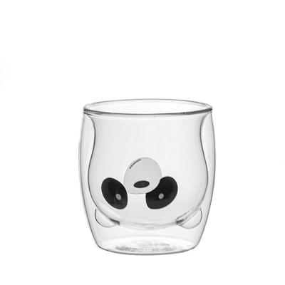 China Sustainable Mug Coffee Wholesale 2019 Cute Bear Double Wall Cup 270ml Cute Bear Double Wall Panda Shape Glass Mug for sale