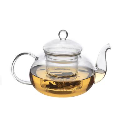 China WITH LID Transparent High Borosilicate Teapot Heat Resistant Glass Teapot With Infuser for sale