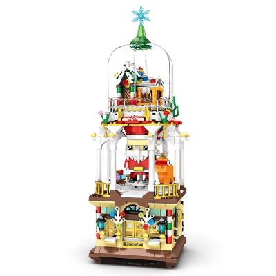 China Construction Toy Reobrix 66004 Christmas Series Children Assemble Block Toys Set Mini House Model Blocks With Flashing Light Plastic 2021 Gift for sale