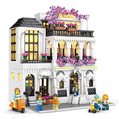 China Toy Factory Wholesale 86014 Streetview Series Europe Street Building Garden Building Block 1868pcs Educational DIY Model Toy Gift for sale