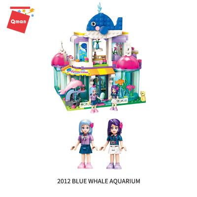 China Building Toy Qman Streetview Series NO.2012 Blue Whale Aquarium Model 327PCS Compile Mini Building Block Brick Figures Toy Gift For Boy for sale