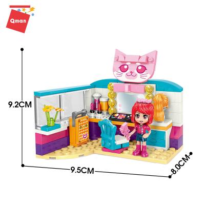 China Building Toy Qman Streetview Series NO.2027 Meow Meow Music Festival Model 479PCS Assemble Mini Building Block Brick Toys Gift For Girl for sale