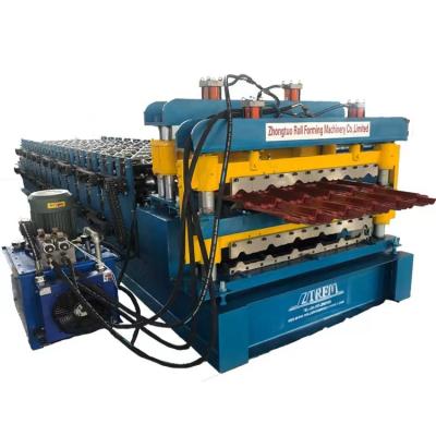 China Hotels Double Layer Metal Tile IBR And Glazed Tile Making Machine for sale