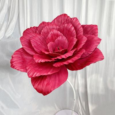 China Artificial Flower Giant Decoration Orchid Flower Head PE Wedding Background Home Road Lead Foam Rose Shopping Mall Display PE Paper Floral for sale