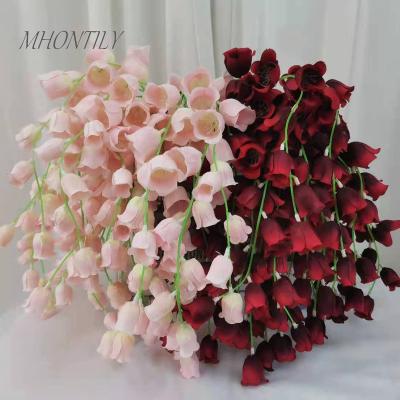 China Flower String 10Pcs/lot Single Branch Silk Lantern Silk Flowers For Wedding Home Decoration Flower Twine Artificial Small Lily Of The Valley for sale