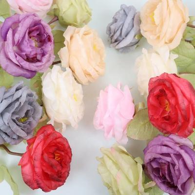 China Silk flower branch fabric peony artificial flower branch wedding scene layout Flores bouquet garland flowers for sale