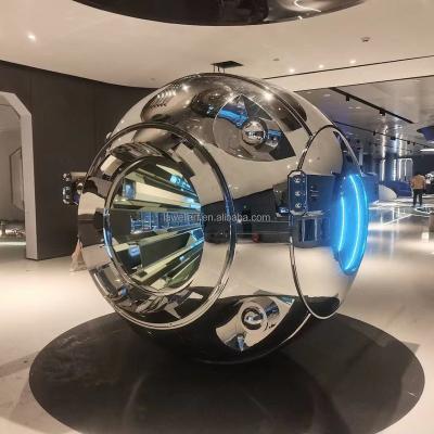 China Custom Metal Sculpture from Europe Best China Factory, Large Stainless Steel Indoor Sculpture with Light for sale