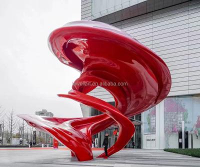 China Custom Europe Garden Mall Metal Curving Sculpture , Tall Outdoor Fiberglass Metal Stainless Steel Sculpture for sale