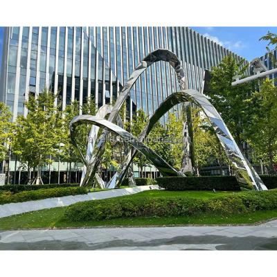 China Large Modern Metal Sculpture Stainless Steel Abstract Sculpture Outdoor Art From Europe LAWELL for sale