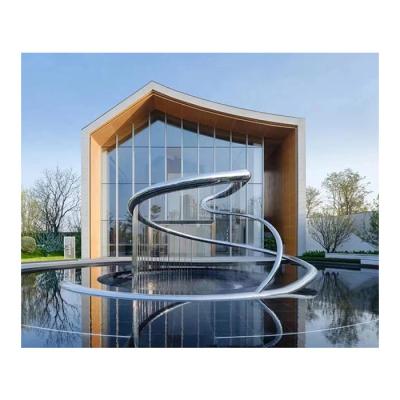 China Europe LAWELL Modern Metal Fountain Large Outdoor Abstract Sculpture Stainless Steel Fountain Sculpture for sale