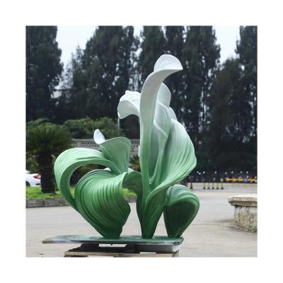 China Large Abstract Outdoor Metal Art Decoration Sculpture Outdoor Fiberglass Sculpture Garden Sculpture LAWELL Outdoor Custom Flower Steel Sculpture for sale