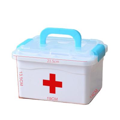 China Sustainable Double-Layer Portable Medicine Box Household Multifunctional Plastic Storage Box for sale