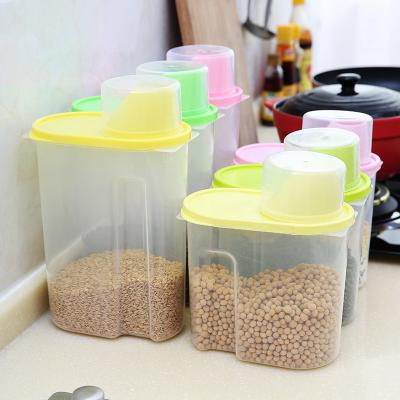 China Large Plastic Viable Airtight Kitchen Food Container Storage Jar Grains Jar Small Storage Box With Lid for sale