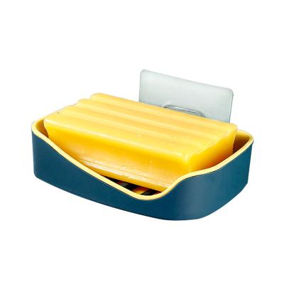 China 2020 Modern Best Selling Single Soap Dish PP No Trace Adhesive Soap Box Holder Bathroom for sale