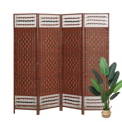 China Art Deco Red Brown Portable Free Standing Room Divider Room Divider Partition Screen for Room for sale