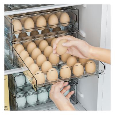 China Stackable Clear Egg Storage Container Drawer Type 35 Grids Plastic Egg Storage Container For Refrigerator for sale