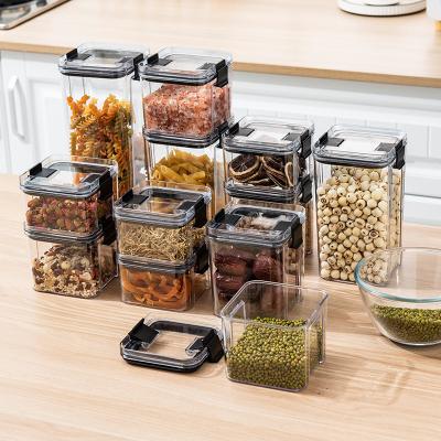 China Food Storage Container Airtight Plastic Transparent Square Stackable Airtight Food Storage Containers 5 Pcs Set With Sealed Lid for sale