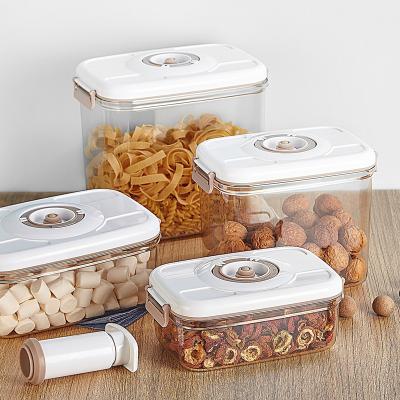 China Airtight Food Storage Container Square Food Storage Containers Plastic Airtight Canister Vacuum With Valve Lids And Drain Tray for sale