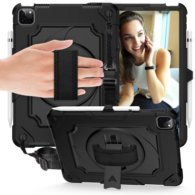 China iPad Pro Case 11 2022 2021 2019 iPad Pro 11 inch 2022 2021 2020 Upgraded Grade Shockproof Silicone Cover Grip Shoulder Rotating Kickstand for sale