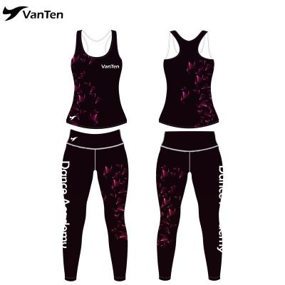 China Custom Gaiters Breathable Singlet Pant Cheerleader Team Dance Set Practice Wear Legging for sale