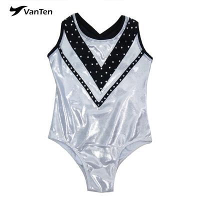 China Plus Size Girls Dance Sleeveless Dancer Tights Customized Rhinestones Competitive Gymnastics Dancer Tights Dance Wear for sale