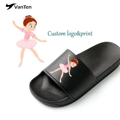 China Women Unisex Logo Blank Slides Slippers Custom Made Black Fashion Trend Mens Footwear Wholesale Factory Price for sale