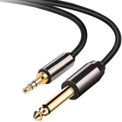 China Car 3.5 To Audio Cable 6.5 Copper Metal Shell Gold Plated Plug Male To Male 3.5mm To 6.35mm Audio Cable For Phone Computer DVD for sale