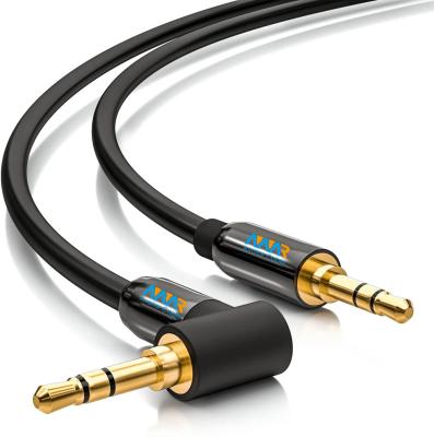 China The 3.5MM right angle stereo audio cable aux. thin car connect car to MP3 player male to male to gold plated audio 3.5mm Jack for sale