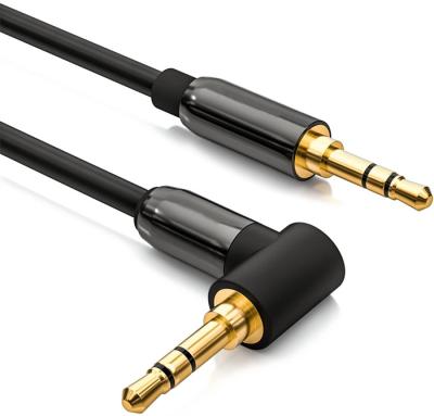 China Wholesale Car Copper Metal Right Angle Male To Male Audio 90 Degree Aux Cable. 3.5mm for sale