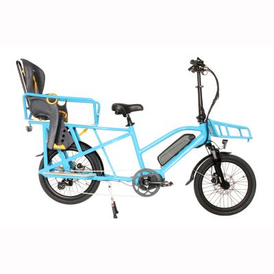 China Aluminum Alloy Daul Battery Allocation High Version Middle Motor Driving Belt Drive Electric Bicycle Two Wheel Family Cargo Bike for sale