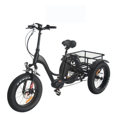 China Bafang ultra M400 G330 48v 250w 350w alloy drive aluminum 3 motor mid three wheeler basket rear cargo tricycle electric bikes for adults for sale