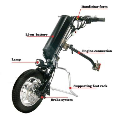 China Aluminum alloy CE approved handcycle electric wheelchair new version shock absorber 36v 250w forward and back function handbike for sale for sale