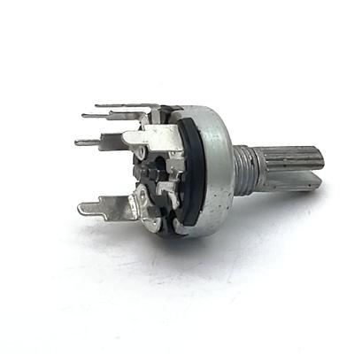 China PC Pin R1701N 17mm Metal Shaft 3pin 5k 500k 1m Rotary Potentiometer With Switch for sale