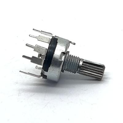 China PC Terminal 17mm 3pin b50k Vertical Type Long Shaft Rotary Potentiometer For Mixer Console for sale