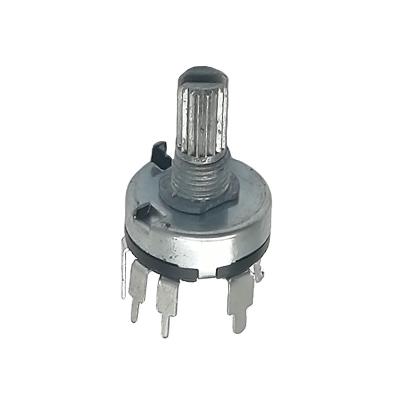 China PC Pin 17mm 3pin b500k Vertical Type Dimmer Potentiometer With Rotary Switch Metal Kq Shaft Potentiometer for sale