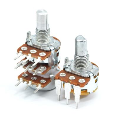 China Dual Gang Rotary Not Applicable Potentiometer Maker Mixer 16mm Carbon Film Stereo Audio Potentiometer for sale