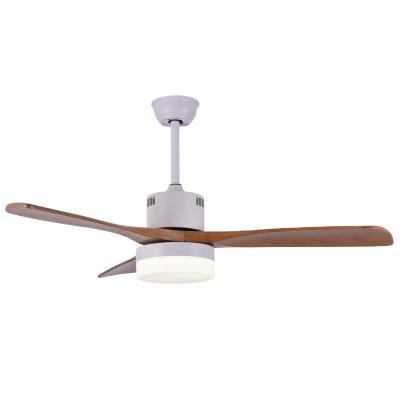 China 52 Inch Blade Low Profile Convenient Solid Wood Indoor Remote Control Ceiling Fan With LED Light for sale