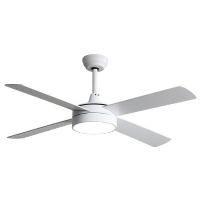 China Low Price 52 Inch Convenient 4 Blade Led Ceiling Bedroom Fan With Remote Control Ceiling Fans Light Up Lamp for sale