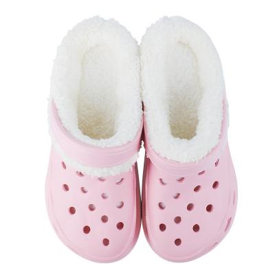 China 2021Women's Thermal Garden Warm Fur Clogs Shoes Ladies Winter Hairy Clog Shoes Logo Sandals Women With Fur Custom Made Wholesale for sale