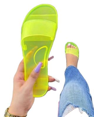 China CUSHIONING 2021 Jelly Shoes Ladies Flat Beach Clear Jelly Shoes Ladies Flat Beach Summer Fashion Women Sandals Shoes Vacation Outdoor Slides for sale