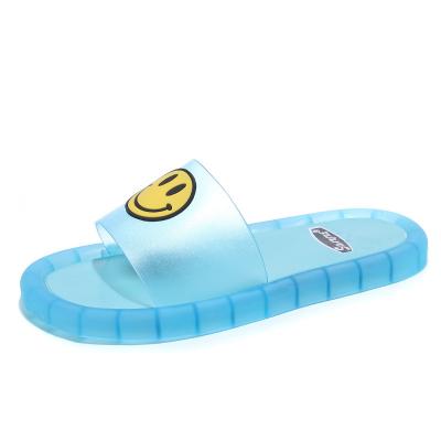 China Fashion Trend Summer New Smile Face Kids Slippers Colorful LED Light Luminous Boys And Girls Shoes Have A Nice Day Kids Jelly Slippers for sale