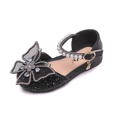 China Fashion Trend 2021 New Summer Bow Diamond Princess Single Shoes Soft Butterfly Dancing Shoes For Girls for sale