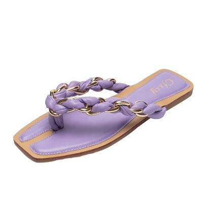 China 2021 Fashion Trend Newcomers Clip Flat Toe Flip Flops Shoes Women Light Weight Anti Slip Slippers Slip On Flat With Beach Sandals for sale