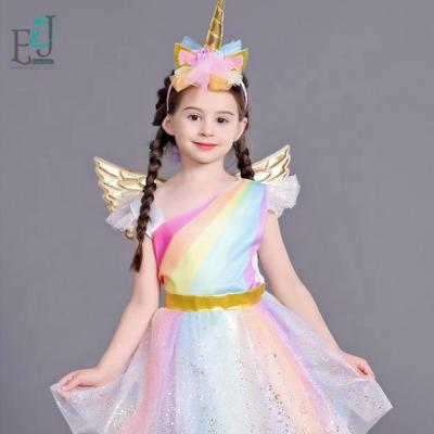 China Funny Polyester Instock Halloween Costume Carnival Party For Girls Unicorn Wings Flying Costume for sale