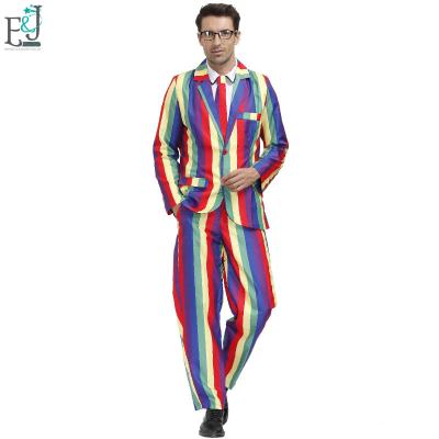 China 2020 New Design Polyester Men's Holiday Party Rainbow Color Men's Luminous Christmas Party Suit for sale