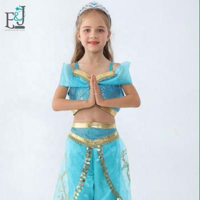 China Polyester Arabian Princess Aladdin and Jasmine Costume for Kids Jasmine Cosplay Girls Halloween Sequined for sale