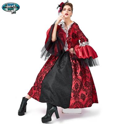 China Polyester Halloween Court Vampire Masquerade Dress Cosplay Costume Vintage Queen European Royal Costume for sale