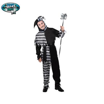 China Polyester Costumes Clown Evil Black Jester Mens Joker Costume Collection Costume for sale